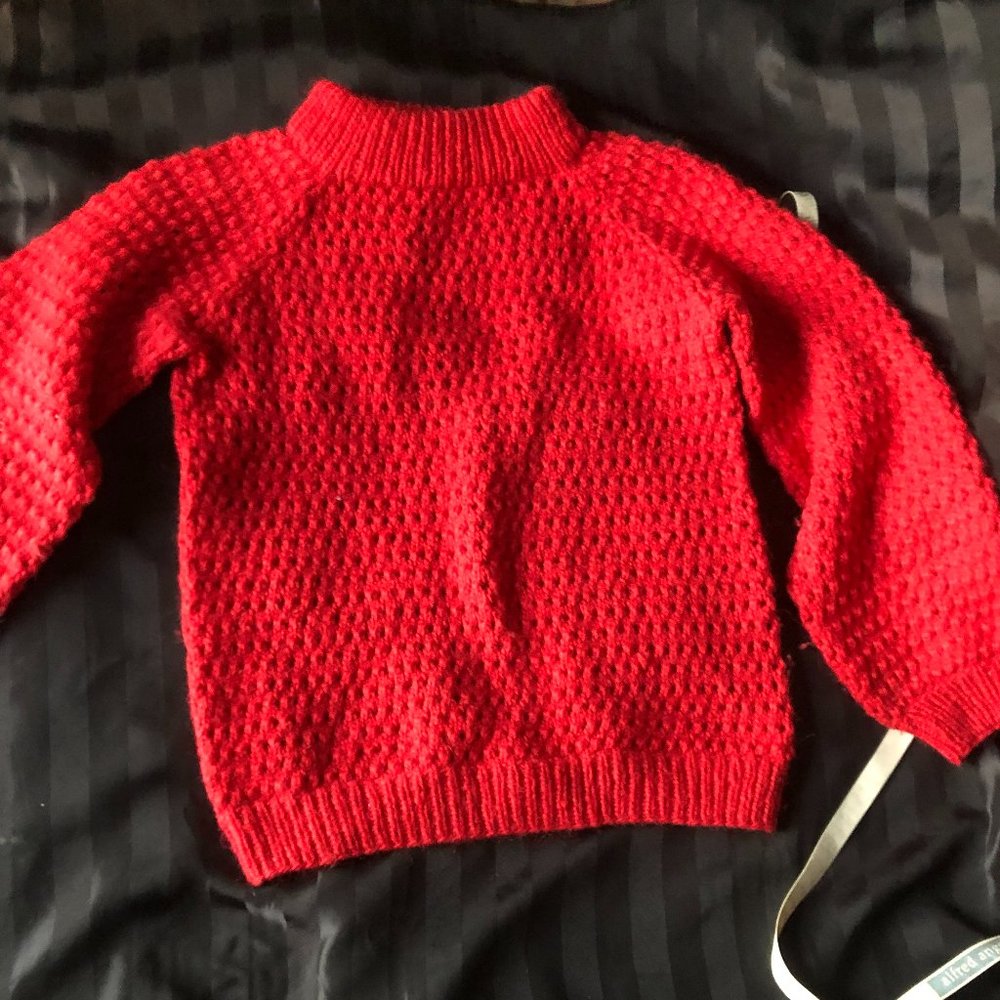 Jagman Vintage Hand Knit Chunky, Gorgeous Apple Red Sweater, Pure Virgin Wool